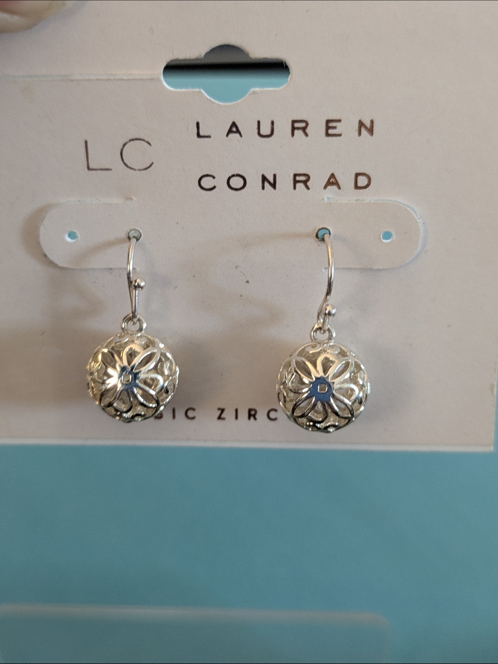 LC Lauren Conrad Silver Floral Filigree Drop Earrings